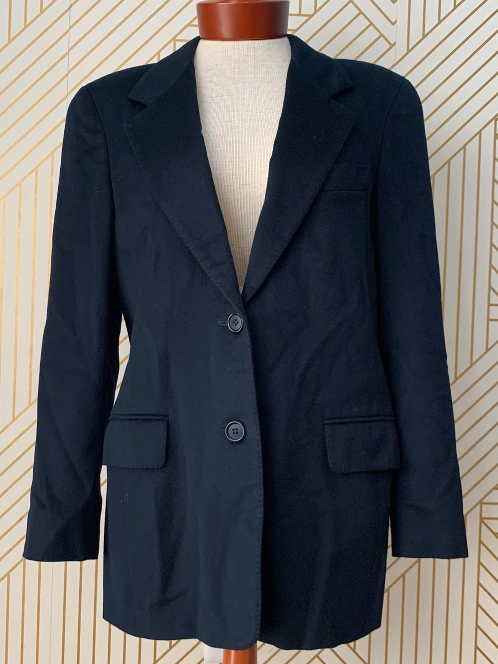 MaxMara 100% Italian Cashmere Navy Single Breasted Longline old money Blazer 8 - Picture 10 of 11